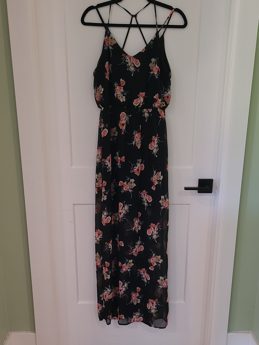 Sienna Sky Black Maxi Dress with Pink Floral Print